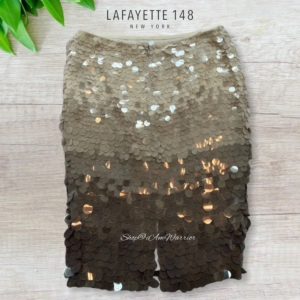 Lafayette 148 NWT shale ombre Paillette sequin silk pencil skirt shop@iamwarrior